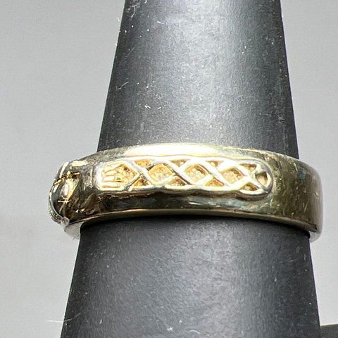 925 Sterling Silver Claddagh Gold Tone Ring Size 8 5.47g