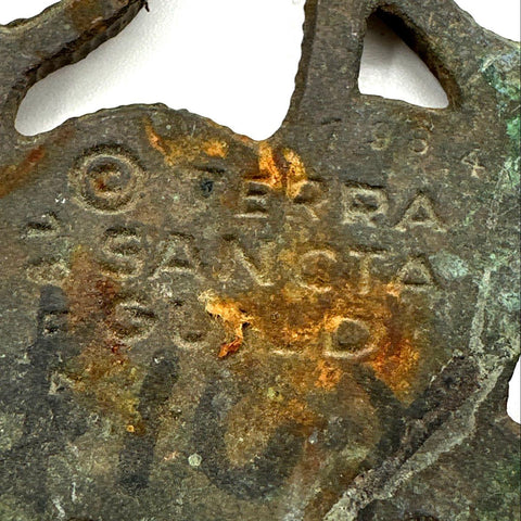 Terra Sancta Guild Vintage Bronze Enamel Dove Love Heart Hanging Art 4.5"