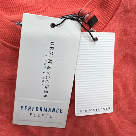 Denim & Flower Men's Crewneck Performance Fleece Sweatshirt Coral NWT Size S