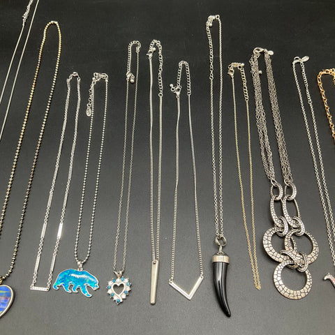 Fashion Jewelry Necklace Lot 15pc Gold Silver Tone Monogram Animal Heart Tree