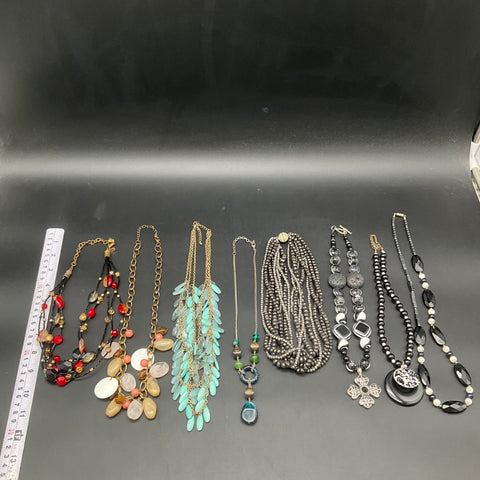 Fashion Statement Necklaces Costume Jewelry Lot of 8 Beaded Multi-Strand