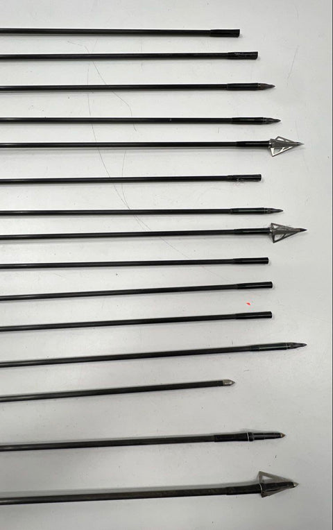 Beman Hunter Archery Arrow Lot 15 Arrows Mixed Tips Carbon Shafts Broadheads