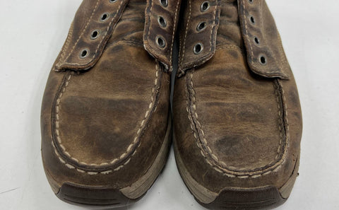 Carhartt CMX4023 Moc Toe Wedge Brown Leather Work Boots Men's Size 10