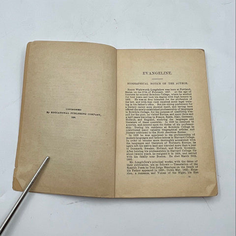 Antique 1900 Evangeline Longfellow Book Popular Educator Library Softcover