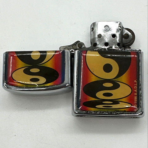 Vintage A.A.D.L.P. Lighter Lot of 2 Peace Sign & Yin-Yang 1993 1996 Not Tested