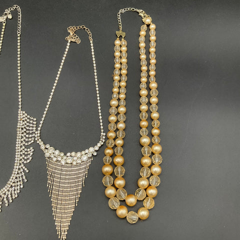 Vintage & Modern Statement Jewelry Lot of 6 Rhinestone Pearl Tassel Necklaces