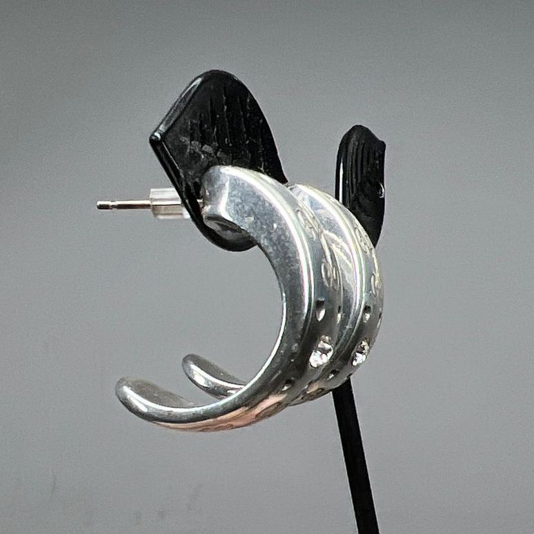 Brighton Sterling Silver Engraved Impressions Half Hoop Earrings