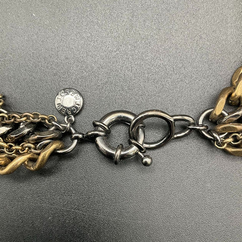 J. Crew Mixed Metal Tone Chunky Multi Strand Faceted Glass Statement Necklace