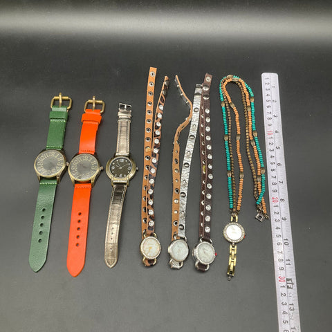Lot of 7 Geneva Women's Fashion Watches Wrap Bracelet Studded Beaded