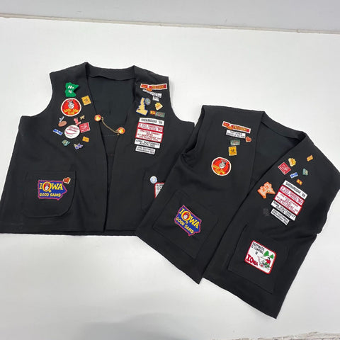 Vintage 80s 90s Good Sam Club RV Member Vest Lot Iowa Patches Pins Samboree
