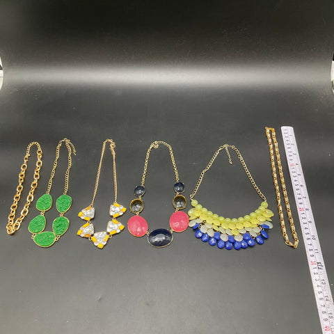 Fashion Costume Statement Jewelry Lot of 6 Colorful Bib Geometric Necklaces