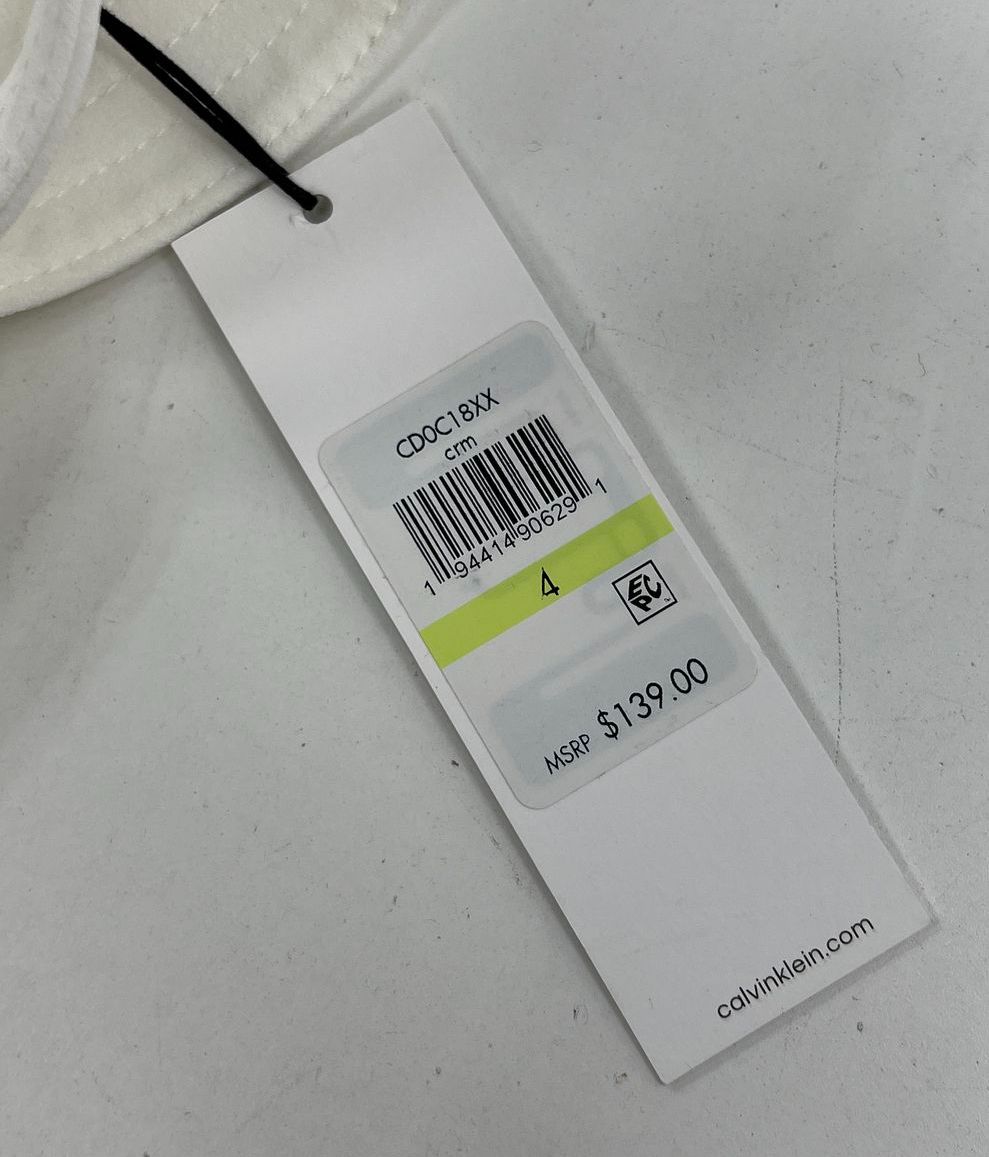 Calvin Klein White Ruffle Neck Sleeveless Belted Jumpsuit Womens 4 NWT