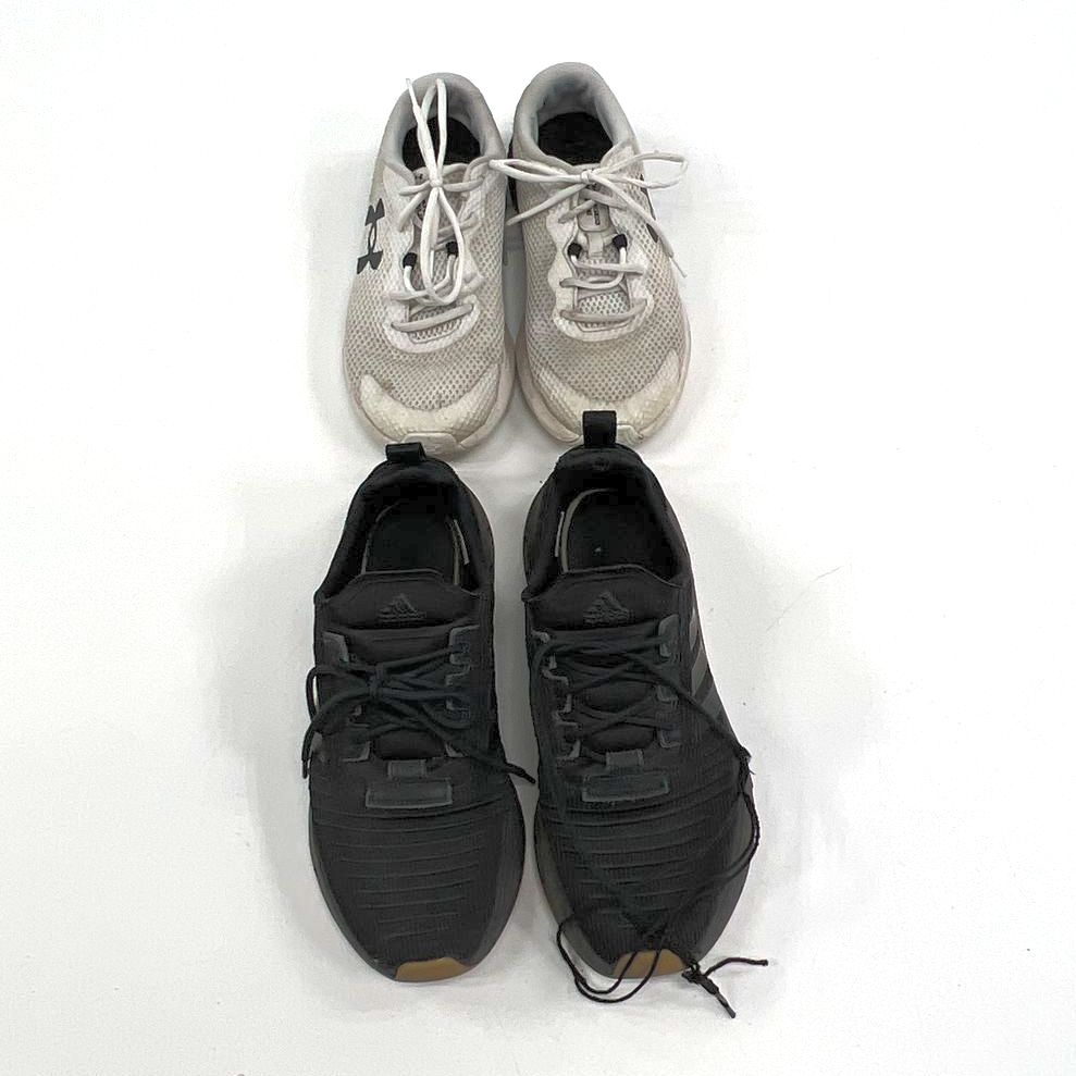 Men's Under Armour & Adidas Athletic Sneakers Shoes Black White Lot of 2 Size 10
