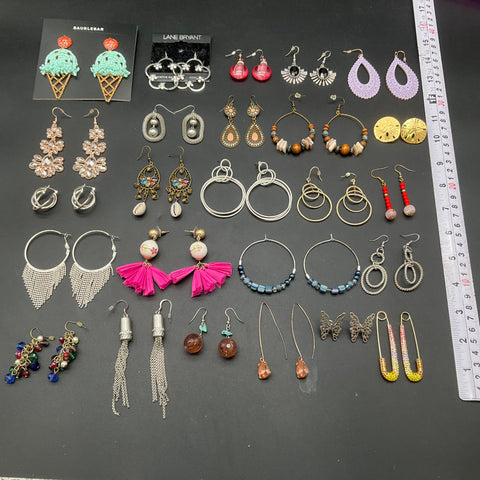 Baublebar Lane Bryant Fashion Jewelry Lot of 26 Pairs Earrings Boho Hoops Tassel