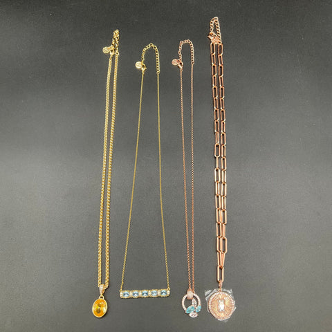 Bomb Party Jewelry Lot of 4 Necklaces Rose Gold Tone Yellow Gold Tone Pendants