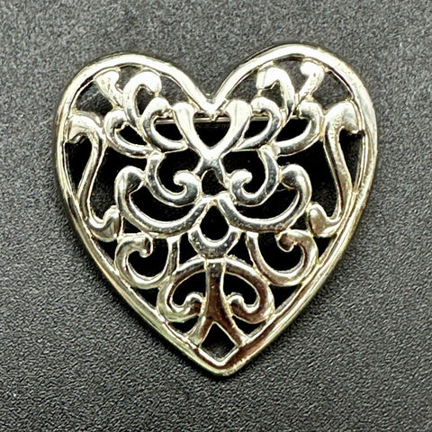 Vintage to Modern Costume Jewelry Lot of 7 Brooches Rhinestone Hearts Rose Crown