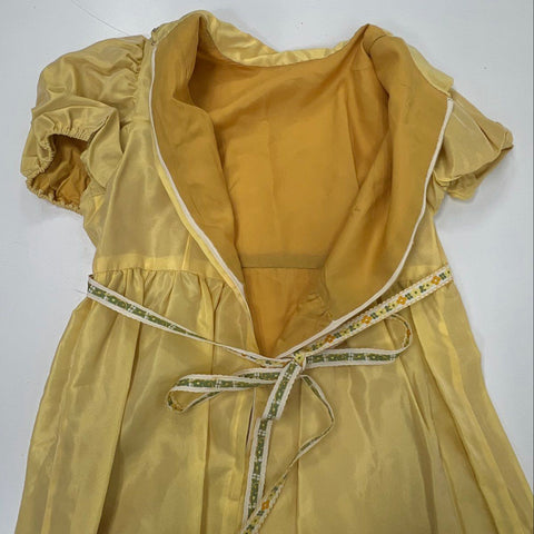 Sylvia Ann Women's Vintage 70s Yellow Maxi Dress Empire Waist Puff Sleeve XS