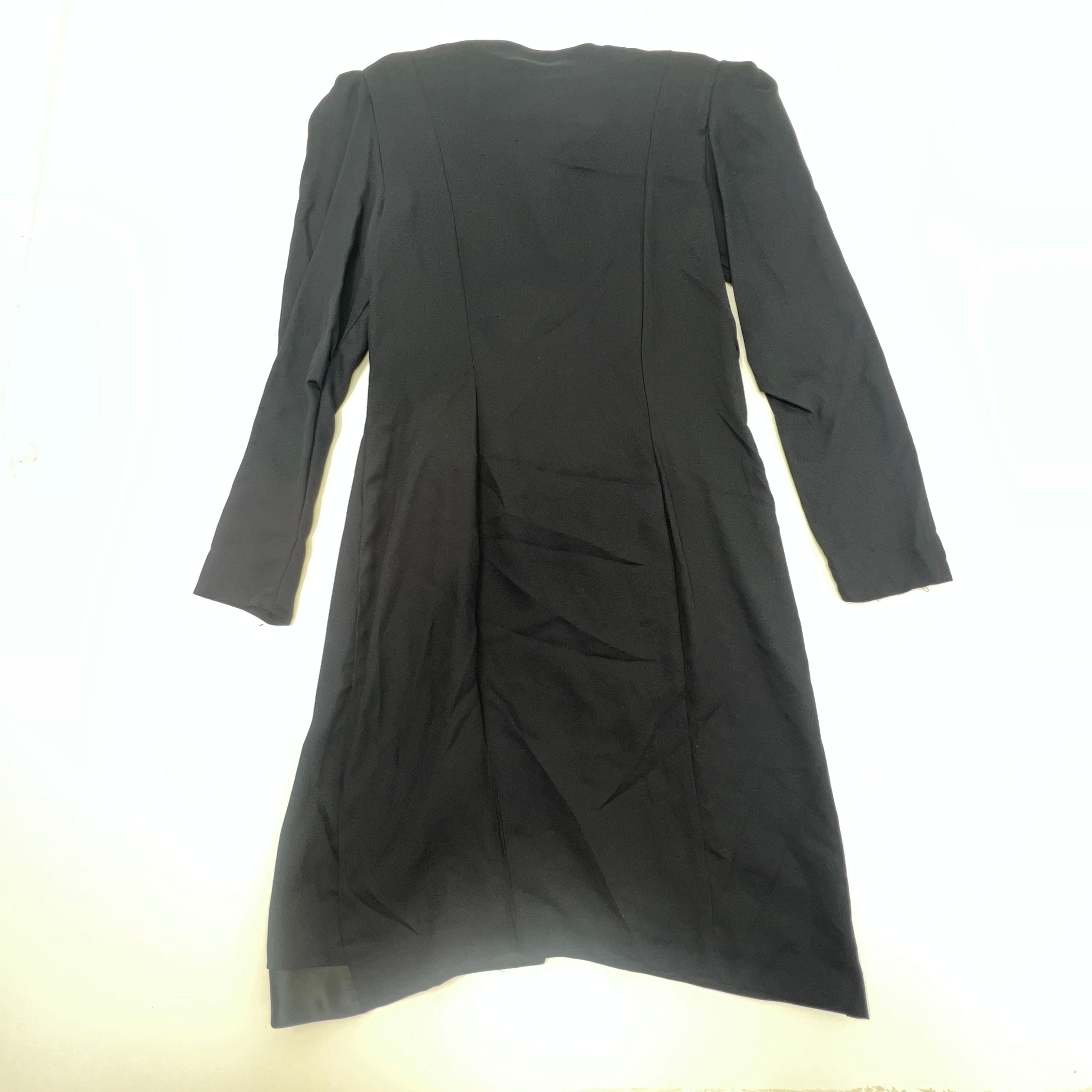 Vintage Nadine Boutique Black Blazer Satin Trim Casual Dress Women's 12