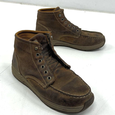 Carhartt CMX4023 Moc Toe Wedge Brown Leather Work Boots Men's Size 10