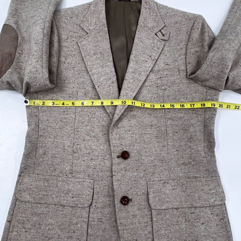 Vintage 70s Palm Clothing Suede Elbow Patch Tweed Sport Coat Blazer Sz 38