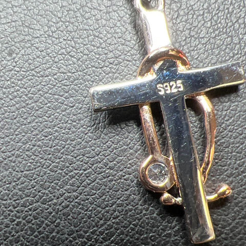 925 Sterling Silver Stethoscope Cross Nurse Pendant Necklace