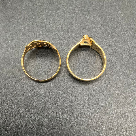 Vintage Avon Gold Tone Rhinestone Rings Lot of 2 Filigree Bypass Size 7.5 8