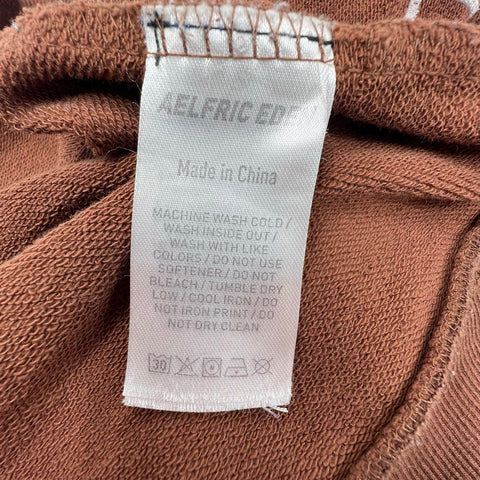 Aelfic Eden Brown Skeleton Heart Graphic Embroidered Pullover Hoodie Size S