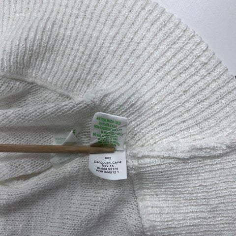 Lilly Pulitzer Women's White Open Front Shawl Collar Slub Knit Cardigan Sz S
