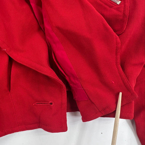 Vintage 90s Emanuel Ungaro Women's Red Cropped Bomber Jacket Wool USA Sz 8