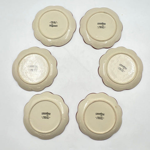 Temp-tations Old World Cranberry 8" Salad Dessert Plate Set 6 Ceramic Ovenware