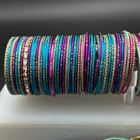 Child Size Colorful Glitter Bangle Bracelets Indian Style Large Jewelry Lot