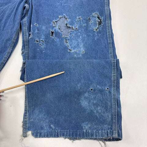 Vintage 90s Big Mac Denim Bib Overalls Distressed Workwear Sz 50x36