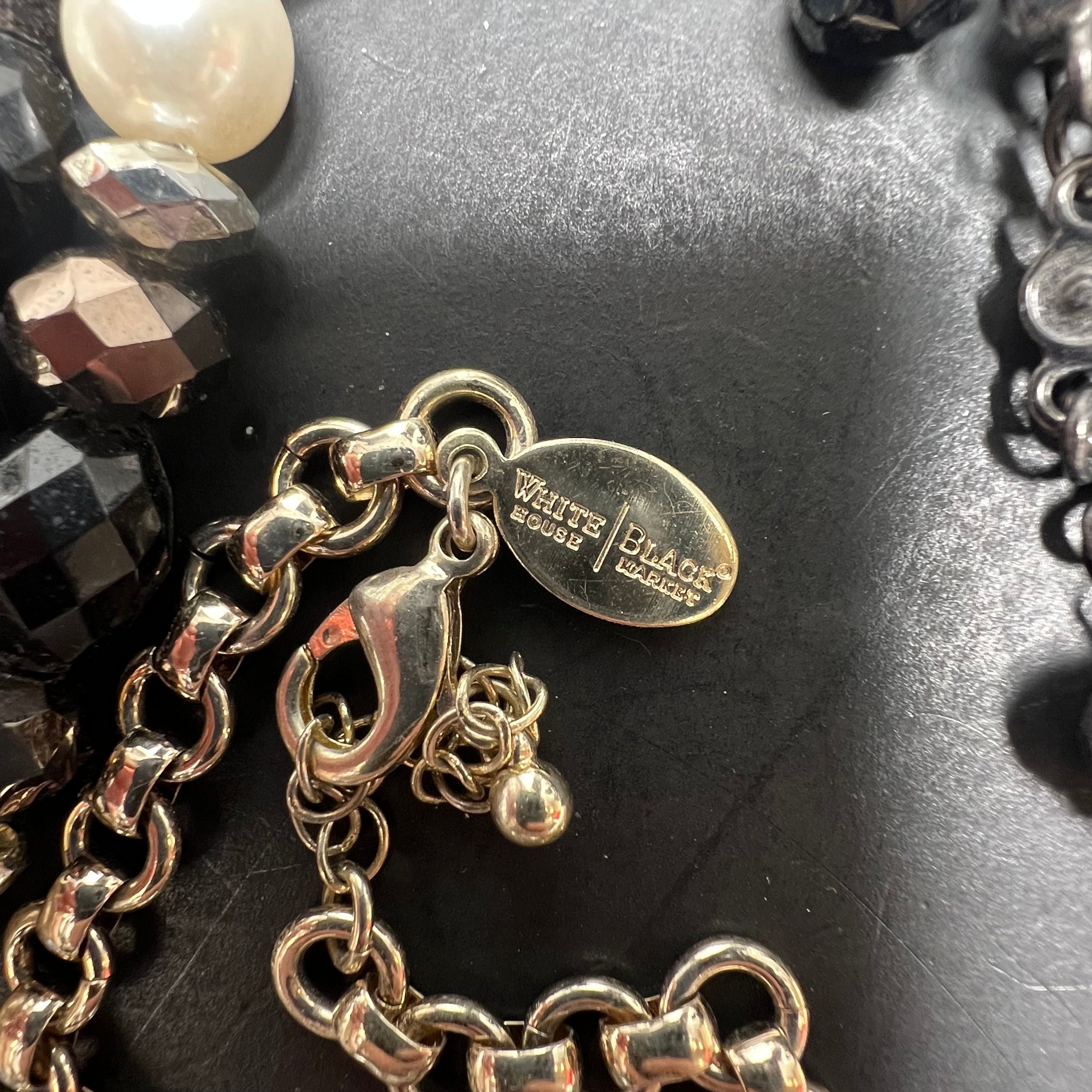Lot White House Black Market Silver Gold Tone Beaded Statement Long Necklaces
