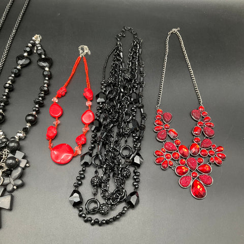 Fashion Costume Necklace Lot of 8 Statement Bib Beaded Cross Tassel Rhinestone