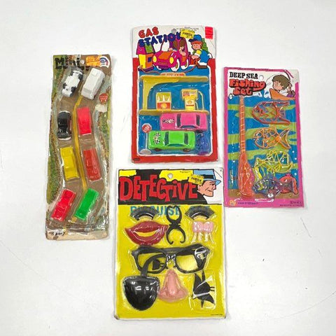 Vintage-Style Toy Lot 4 Pcs Gas Station Detective Fishing Sealed MOC