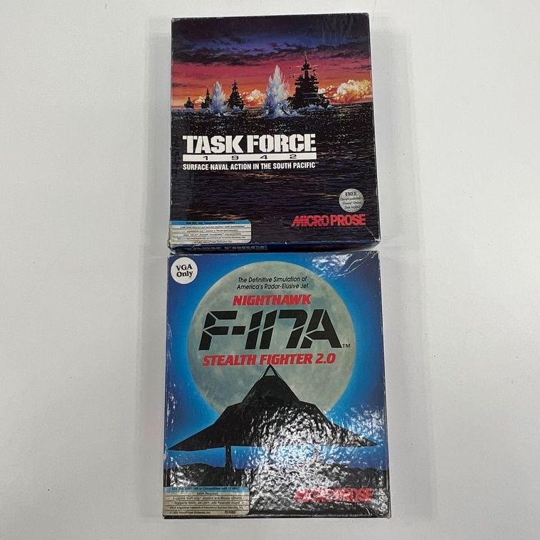Vintage F-117A & Task Force Micro Pose Floppy PC Disc Game Lot with Accessories