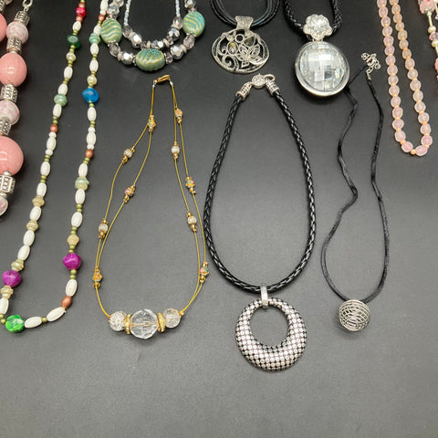 Vintage to Modern Costume Jewelry Lot 11 Necklaces Statement Pendants 1.4 lbs