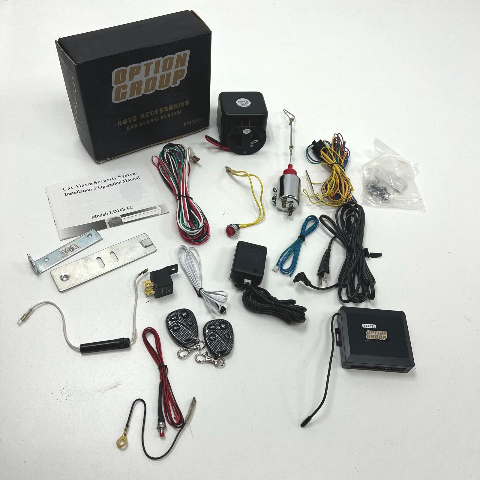 Option Group OP168-6-C Car Alarm Security System Kit with 2 Remotes Siren