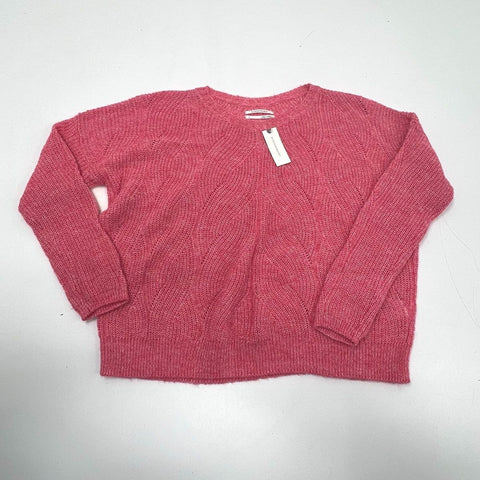 NWT Anthropologie Pink Rose Cable Knit Crewneck Sweater Women's Size S