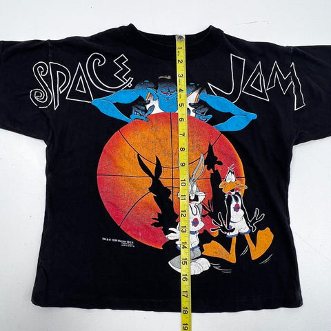 Vintage 1996 Space Jam Movie Promo T-Shirt Bugs Bunny Single Stitch Kids Sz L