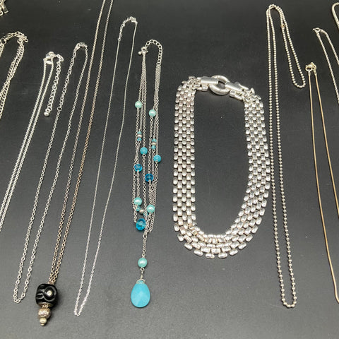 Vintage to Modern Mixed Costume Jewelry Lot 17 Necklaces Statement Pendants