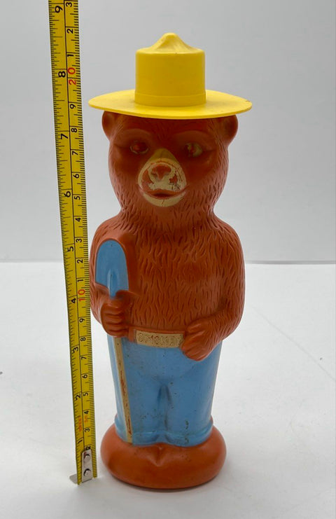 Vintage Smokey Bear Bubble Bath Bottle Plastic Figural Toy 9.5 Inch Collectible