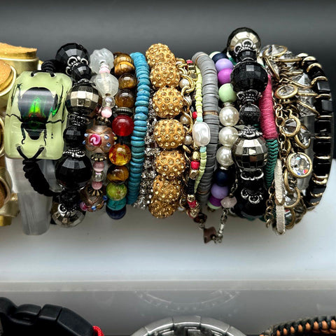 Vintage to Modern Mixed Costume Jewelry Lot of 35+ Bracelets Bangles Cuffs
