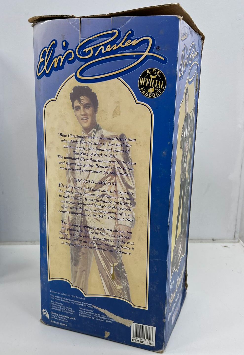 Vintage Y2K Gemmy Elvis Presley Dancing Figure Lot of 2 Gold Lame Christmas IOB