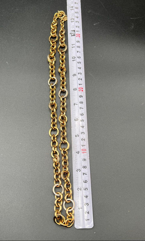 Michael Kors Gold-Tone Pave Crystal Chunky Link Toggle Necklace 26"