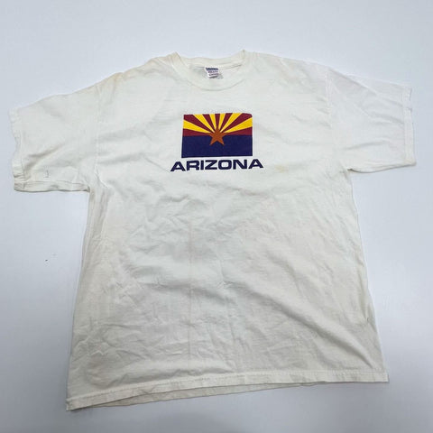 Arizona Flag Graphic Short Sleeve T-Shirt Gildan Cotton Adult Size XL *Staining