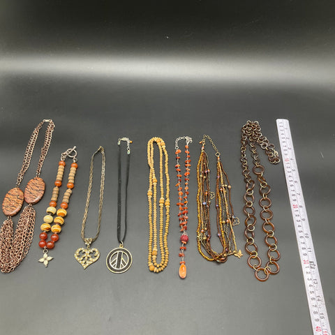 Lucky Brand & Boho Beaded Statement Jewelry Lot of 8 Necklaces Peace Heart