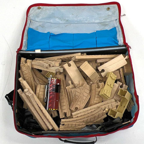 Vintage 1997 Thomas The Tank Engine Wooden Railway Carrying Case Track Lot
