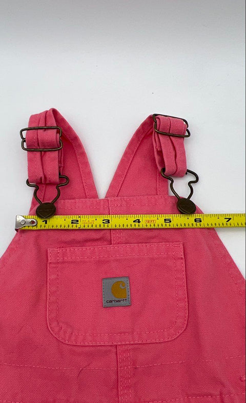 Carhartt Girls Pink Flannel Lined Duck Canvas Overalls Size 2T