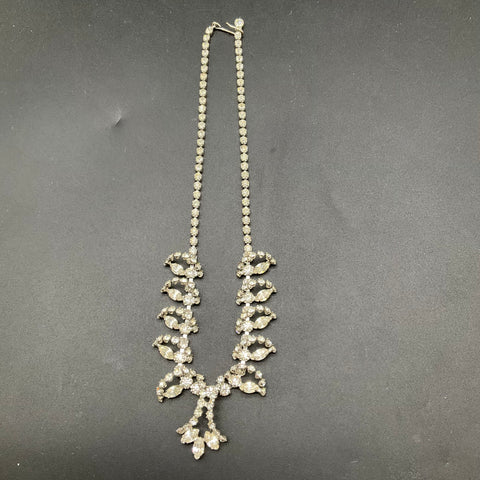 Vintage Costume Jewelry Lot 3 Rhinestone Faux Pearl AB Crystal Fringe Necklaces